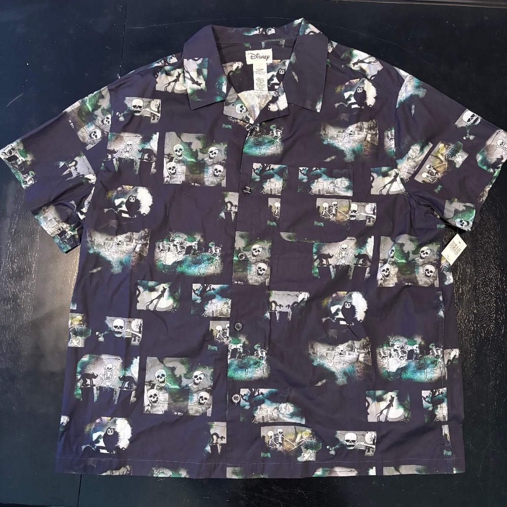NWT Disney Adult Silly Symphony The Skeleton Dance Button Up Adult Size XXL